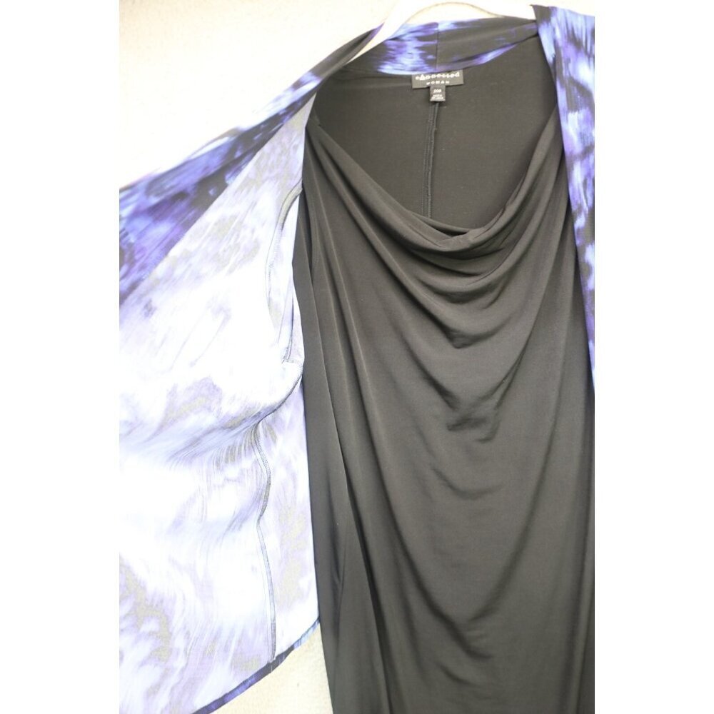 Connected Black Silky Cowl Neck Midi Dress w/Attached Cardigan-Size 20W-Church - Picture 4 of 9